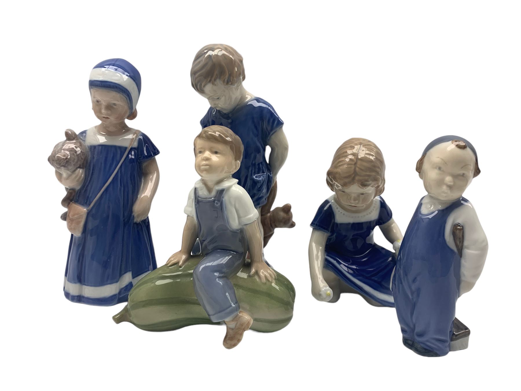 Collection of Royal Copenhagen figures of children including Boy with teddy no.3468