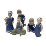 Collection of Royal Copenhagen figures of children including Boy with teddy no.3468