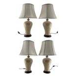 Set of four Chinese Meiping style porcelain lamps