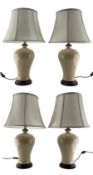 Set of four Chinese Meiping style porcelain lamps
