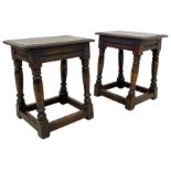 Pair of oak joint coffin stools