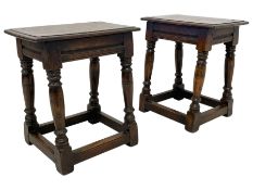 Pair of oak joint coffin stools