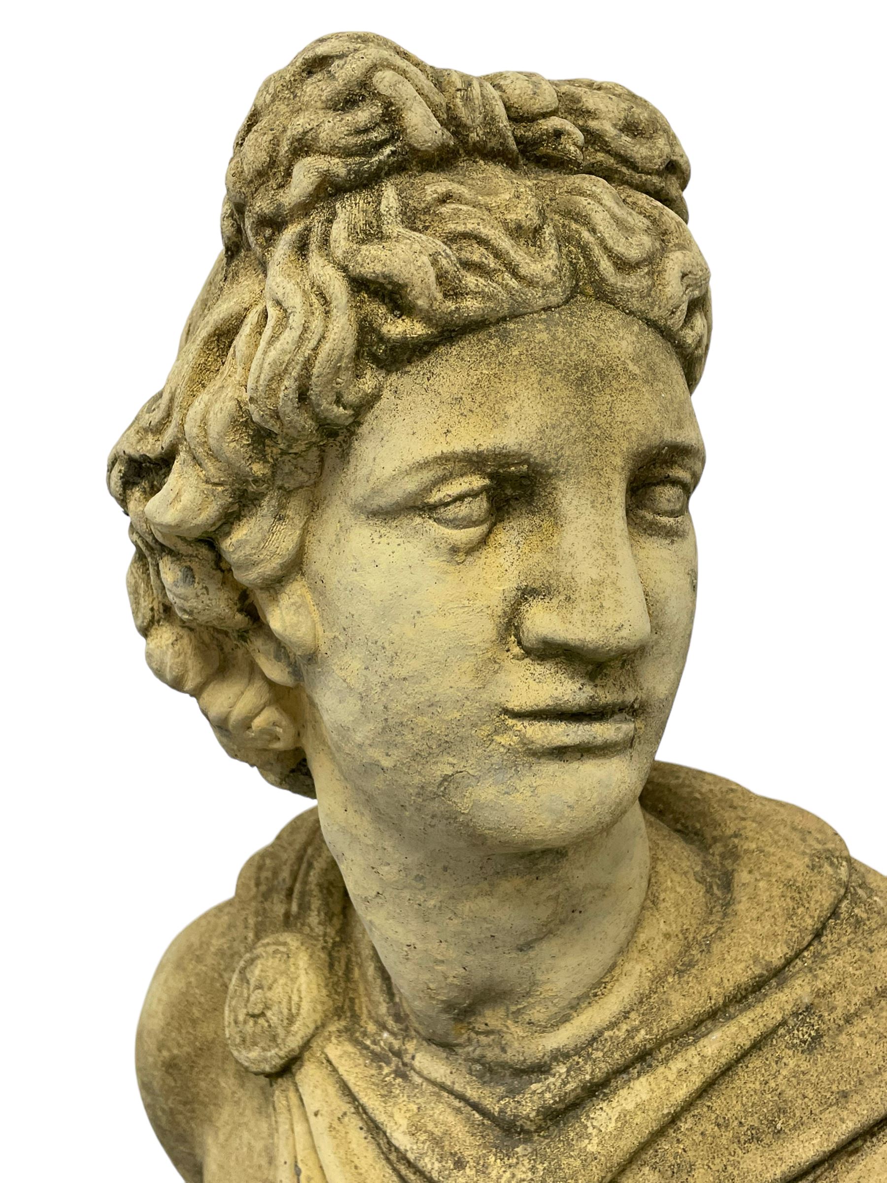 Composite stone classical design bust of Apollo Belvedere - Image 7 of 9