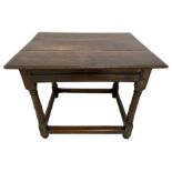 Late 17th century country oak stretcher table