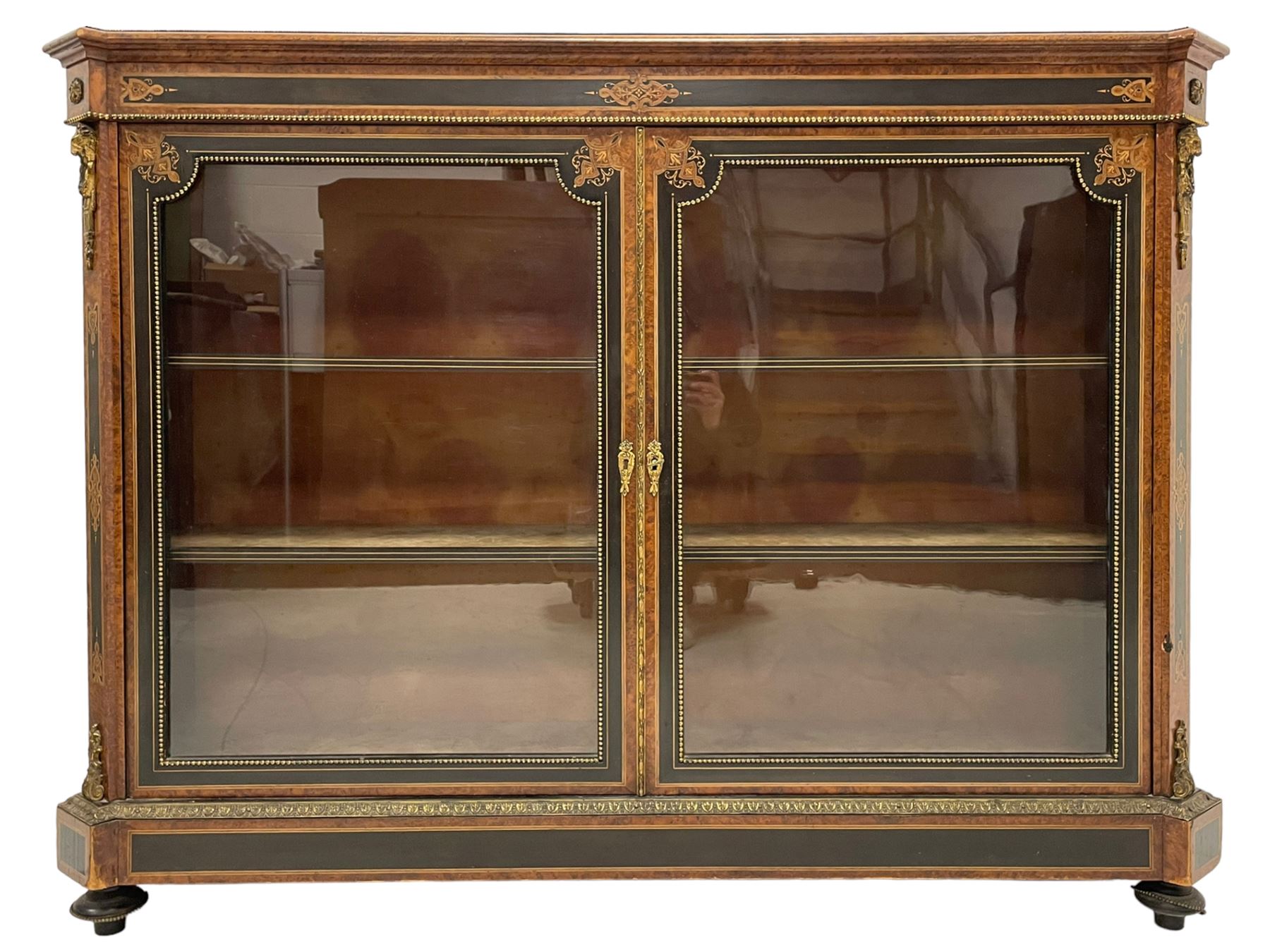 Victorian ebonised and amboyna wood credenza pier cabinet - Image 14 of 26