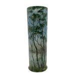 Daum Summer Landscape cylindrical glass vase circa 1900