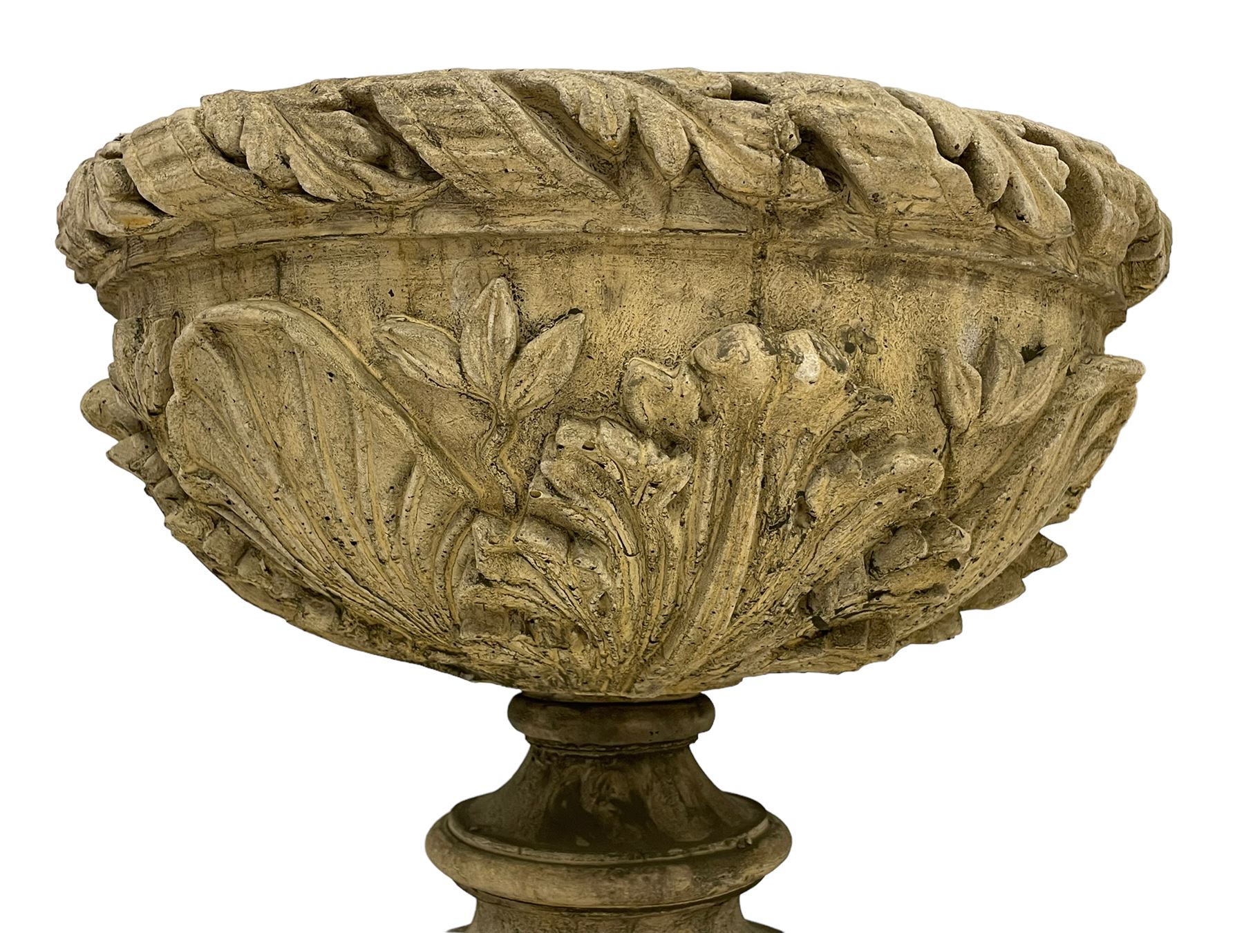 Pair of composite stone garden urn planters - Image 8 of 9