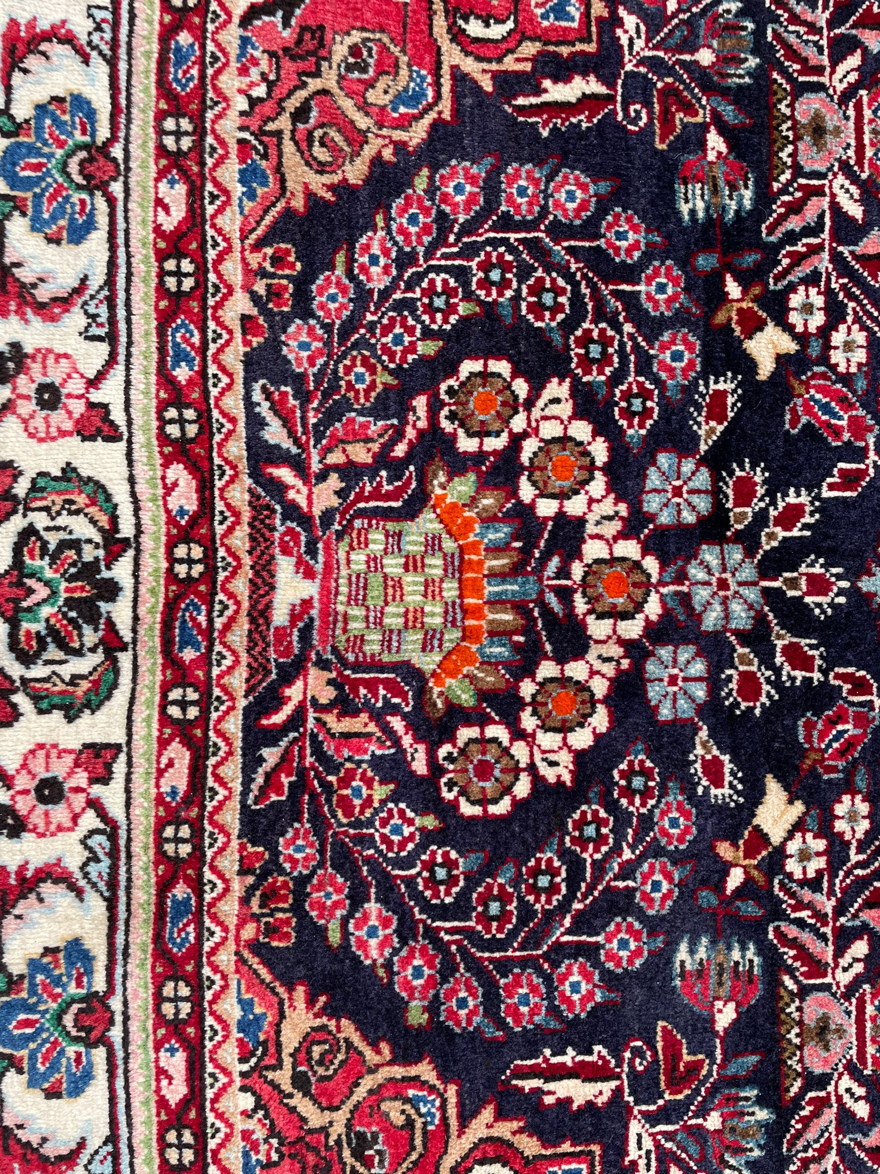 Persian Qom blue ground rug - Image 6 of 8