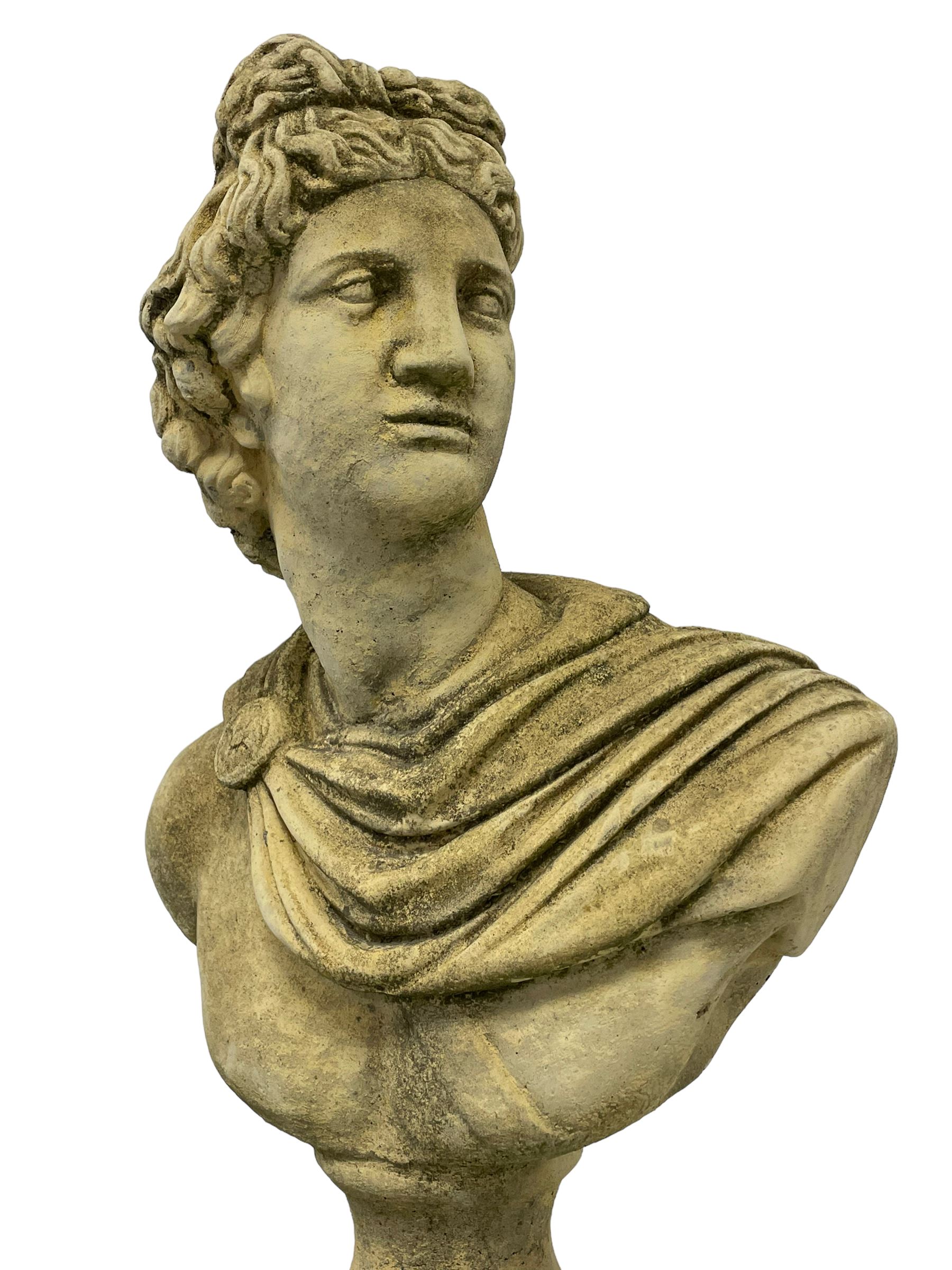 Composite stone classical design bust of Apollo Belvedere - Image 6 of 9