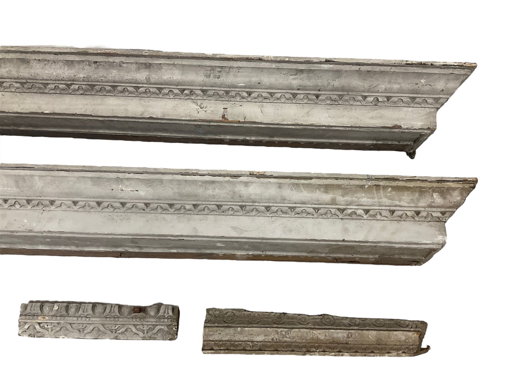 19th century pine and gesso architectural architraves and corbels; two projecting lintels (L174cm); - Image 5 of 9