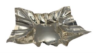 Novelty silver dish by Rebecca Joselyn modelled as a crumpled crisp packet 16cm x 14cm