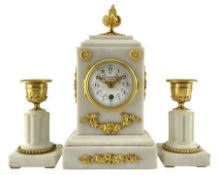 Sir John Bennet of London - white marble 8-day timepiece mantle clock c1910