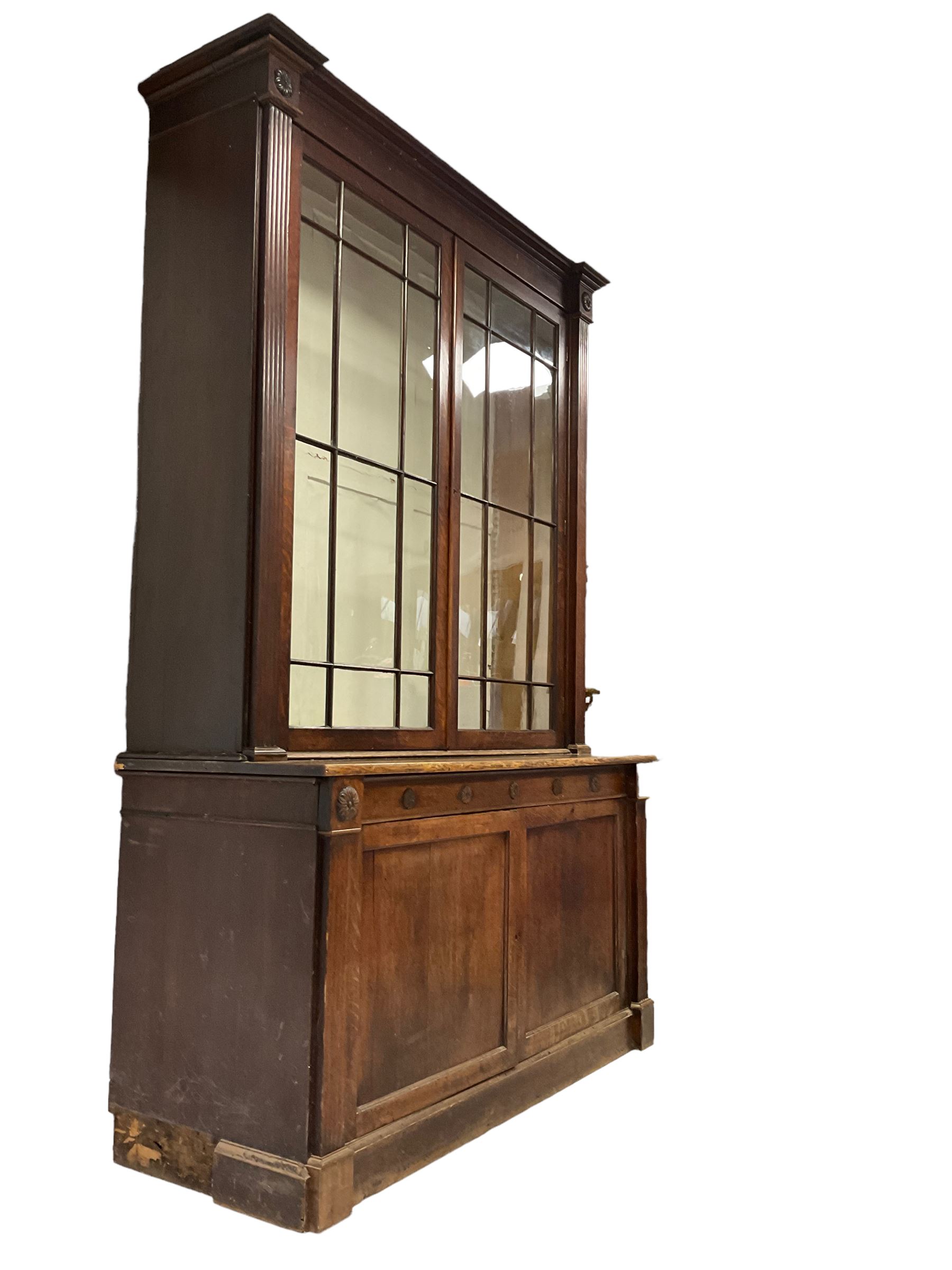 George III oak bookcase on cupboard - Image 3 of 7