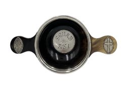 19th century Scottish horn and silver mounted quaich