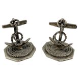 Pair of Edwardian novelty silver menu/ place card holders