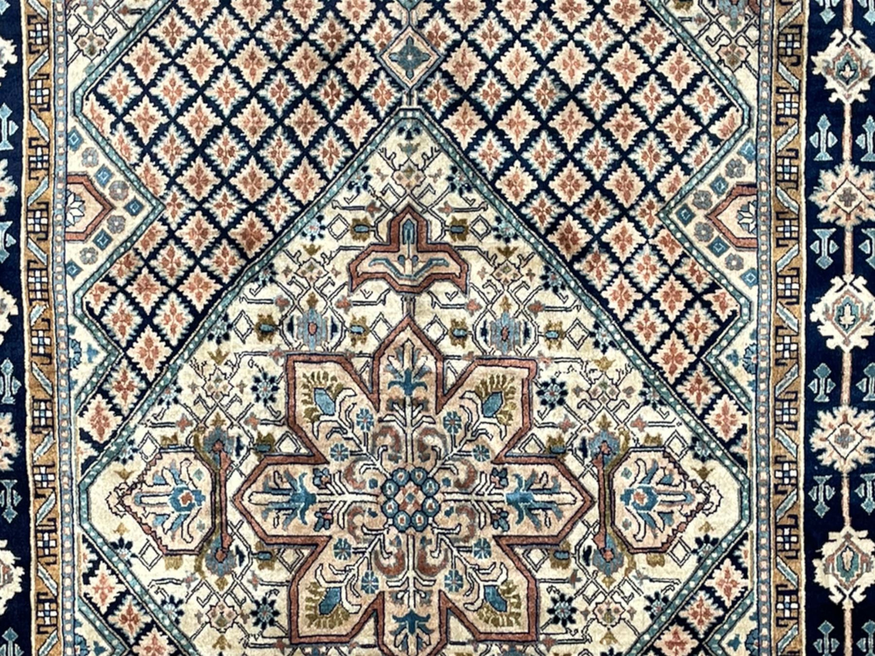 Persian Hamadan blue and sage green ground rug - Image 2 of 11