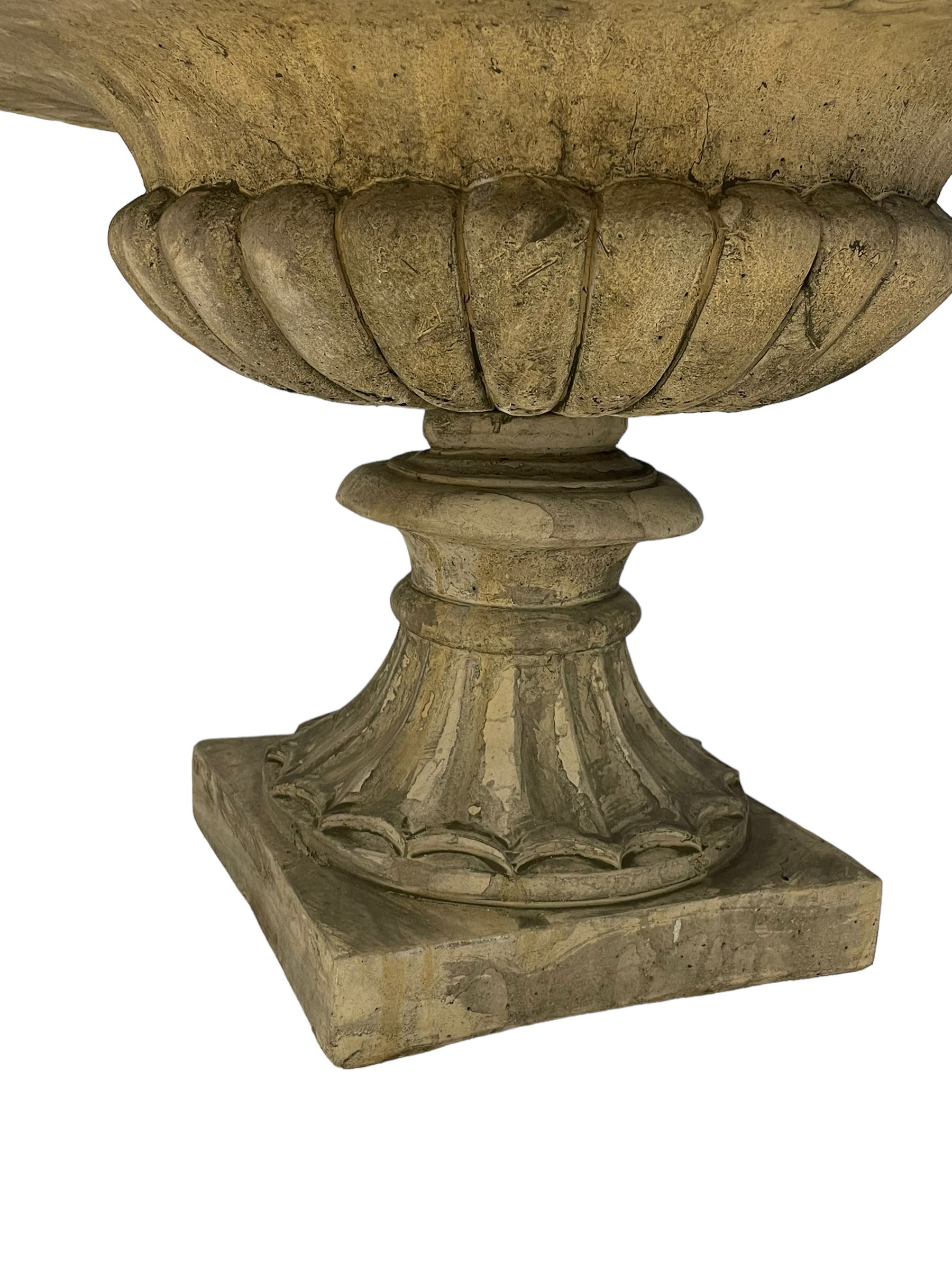 Pair of composite stone classical urn planters - Image 4 of 5
