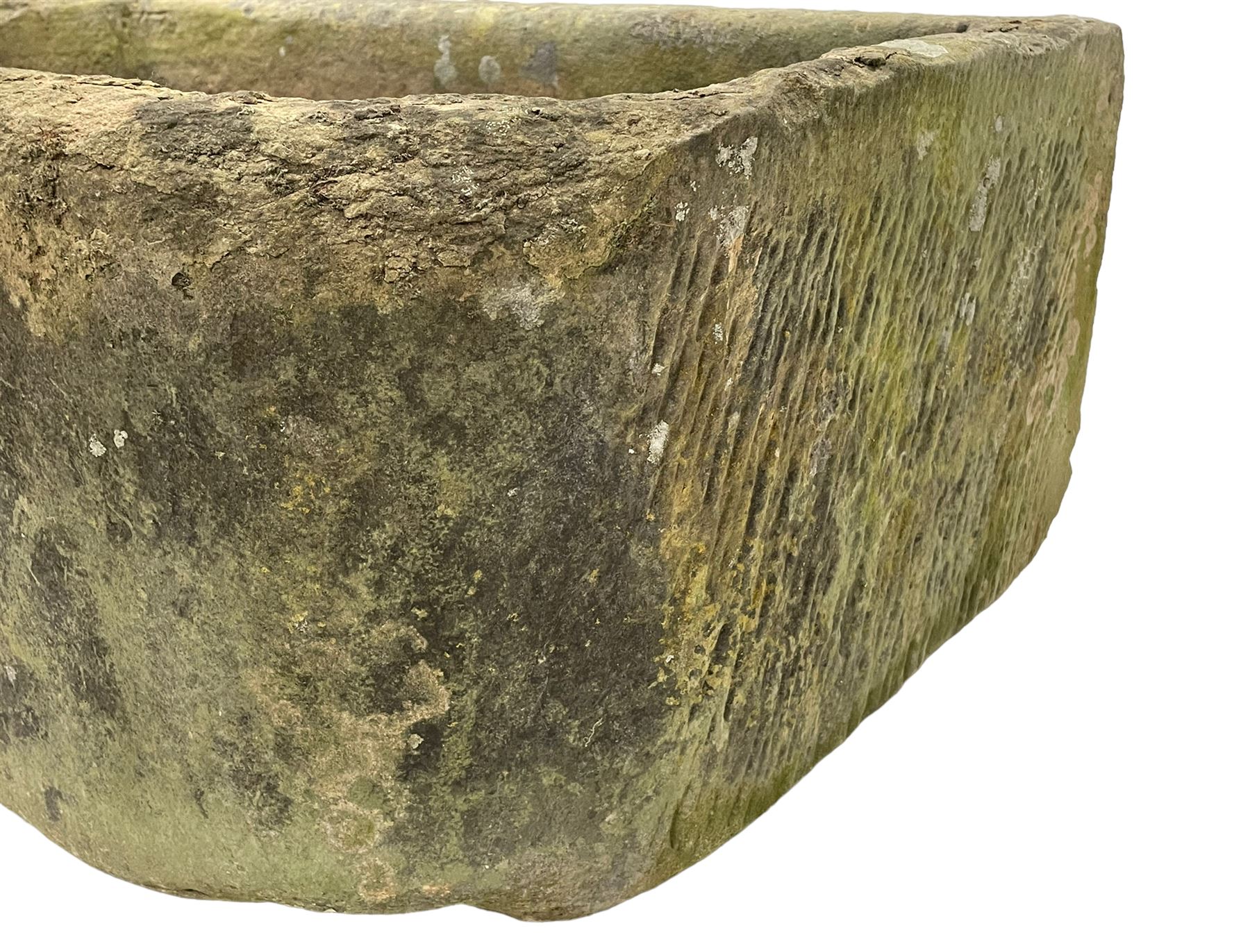 Large weathered sandstone D-shaped trough - Image 2 of 7