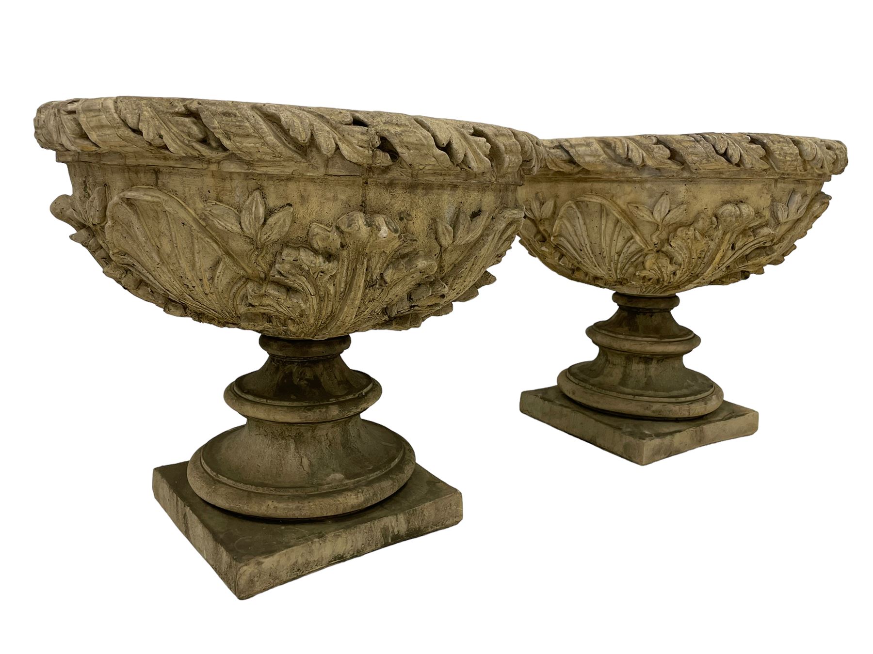 Pair of composite stone garden urn planters - Image 5 of 9