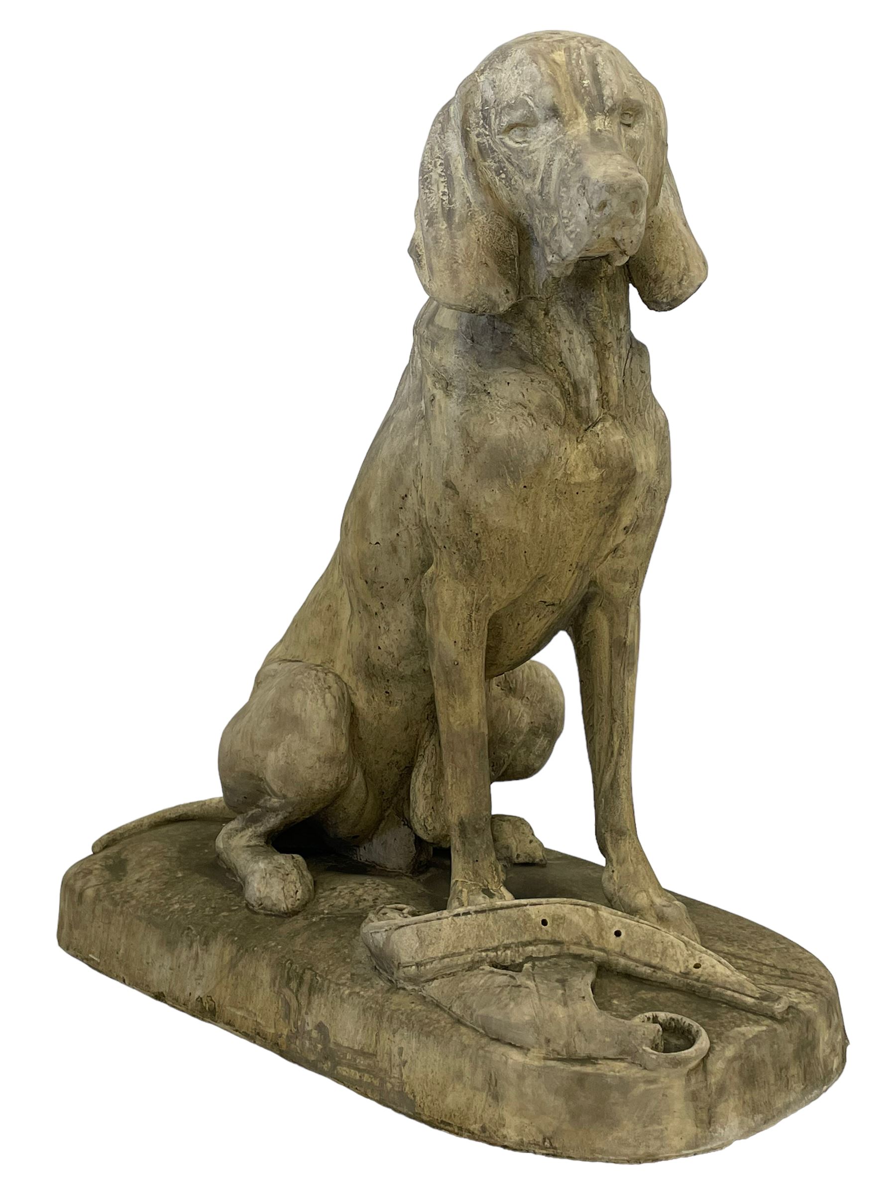 Two composite stone life-size hound garden figures - Image 4 of 8