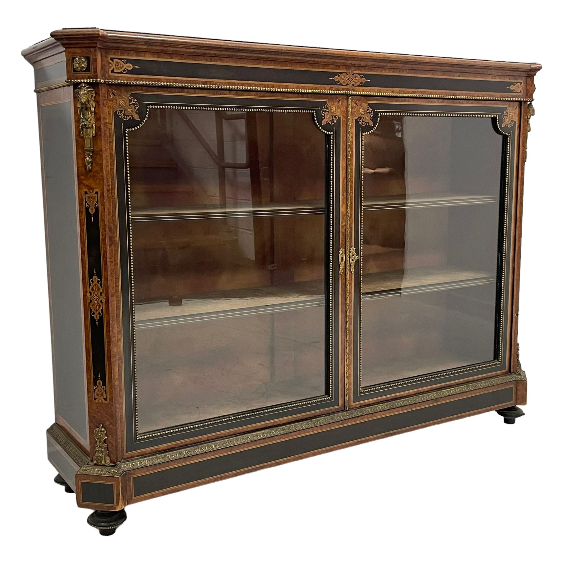 Victorian ebonised and amboyna wood credenza pier cabinet - Image 9 of 26