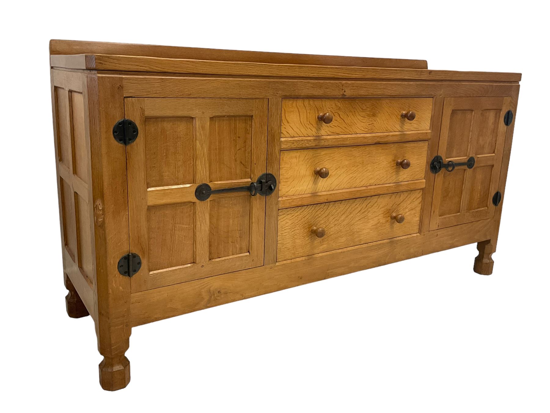 Mouseman - adzed oak sideboard - Image 2 of 7