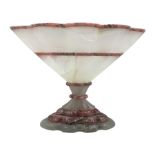 Rhodochrosite and quartz banded pedestal vase
