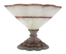 Rhodochrosite and quartz banded pedestal vase