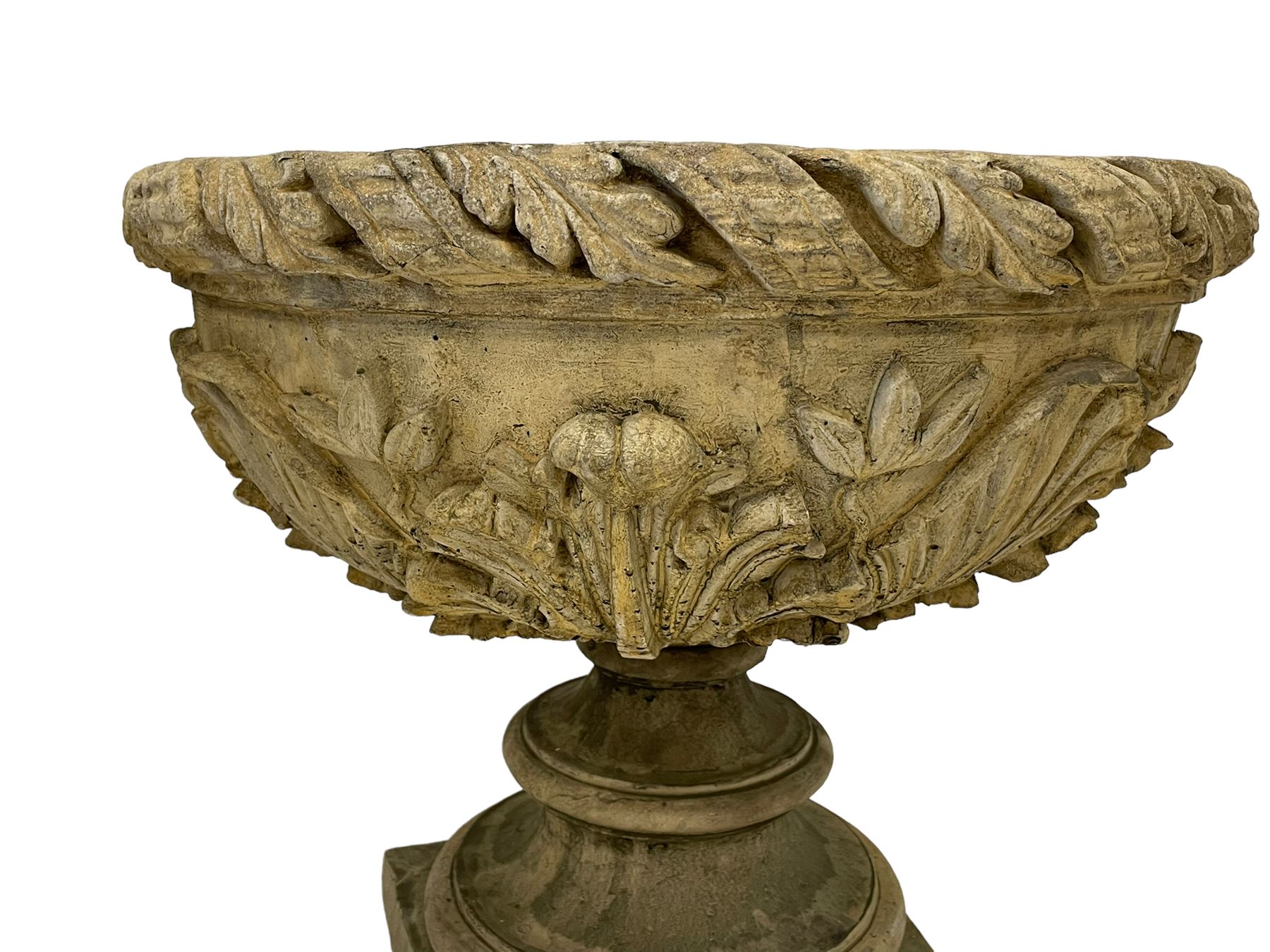 Pair of composite stone garden urn planters - Image 2 of 9