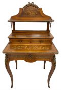 Early to mid-20th century French satinwood and marquetry Bonheur du Jour