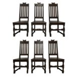 Set six 17th century design oak dining chairs