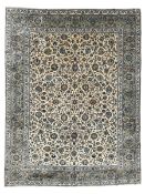 Persian Kashan ivory ground rug