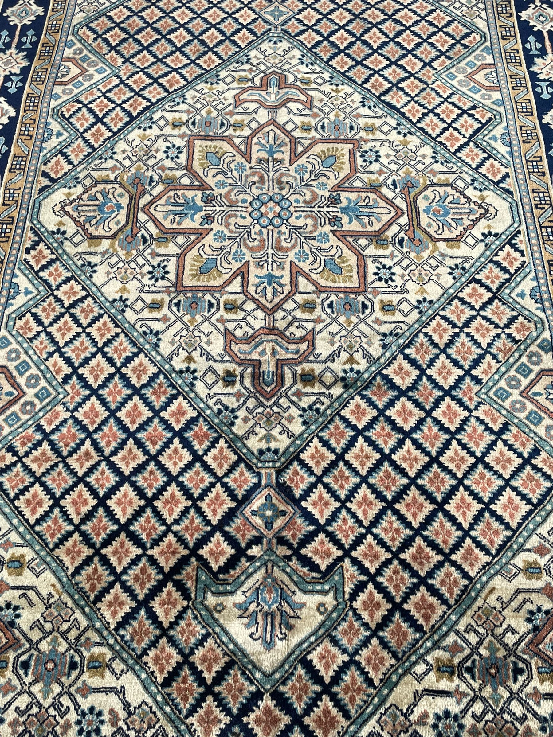 Persian Hamadan blue and sage green ground rug - Image 6 of 11