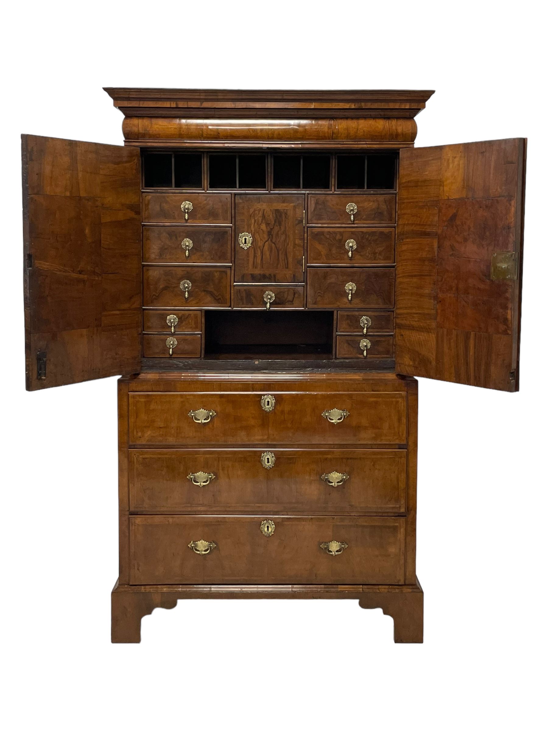 George I walnut cabinet on chest - Image 7 of 13