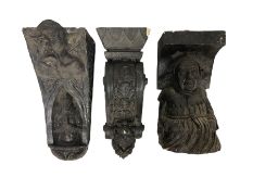 Medieval design ebonised corbel