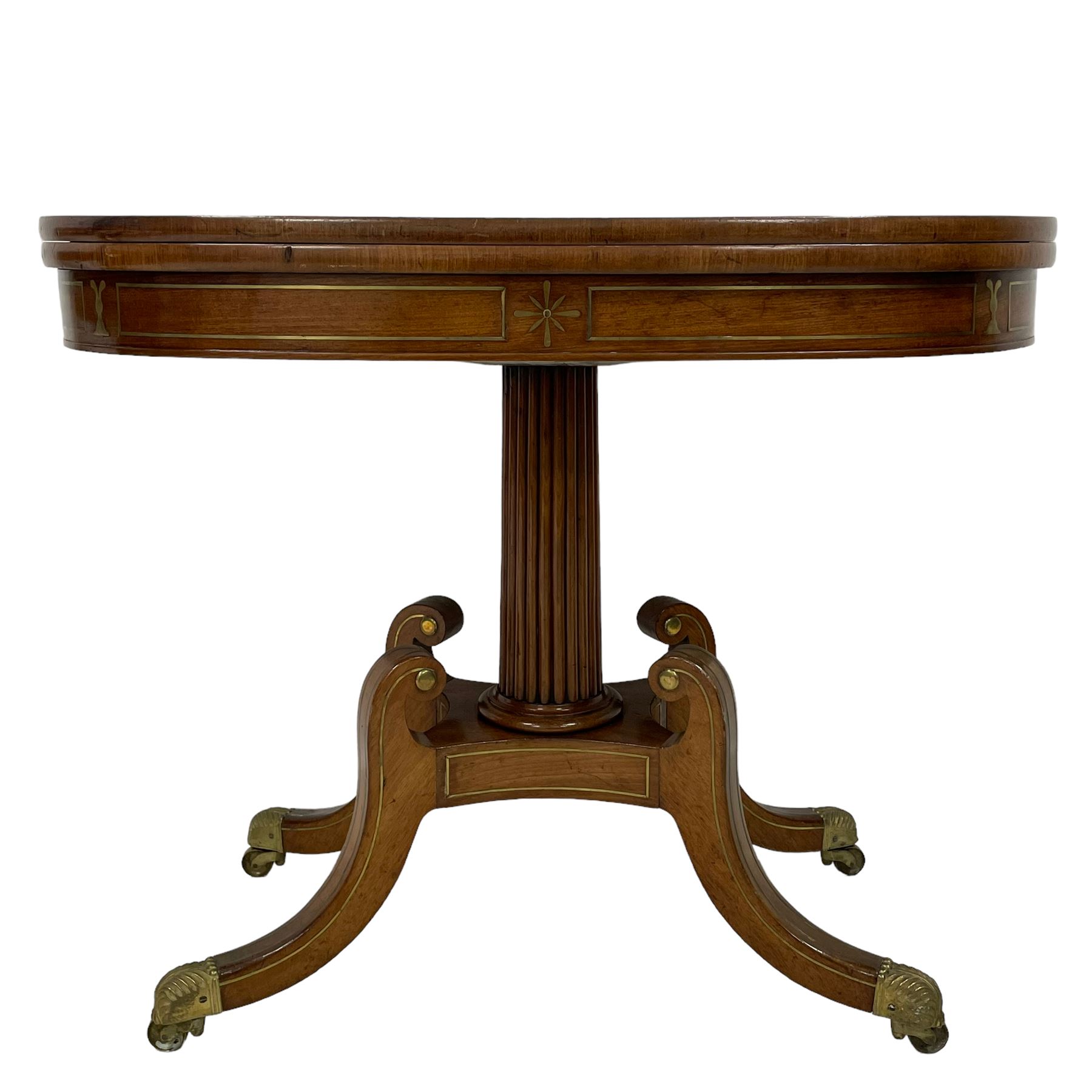 Pair Regency mahogany and brass inlaid card tables - Image 12 of 21