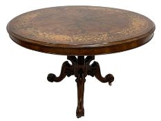 Victorian inlaid walnut breakfast table