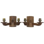 Acornman - pair of two-branch oak wall lights