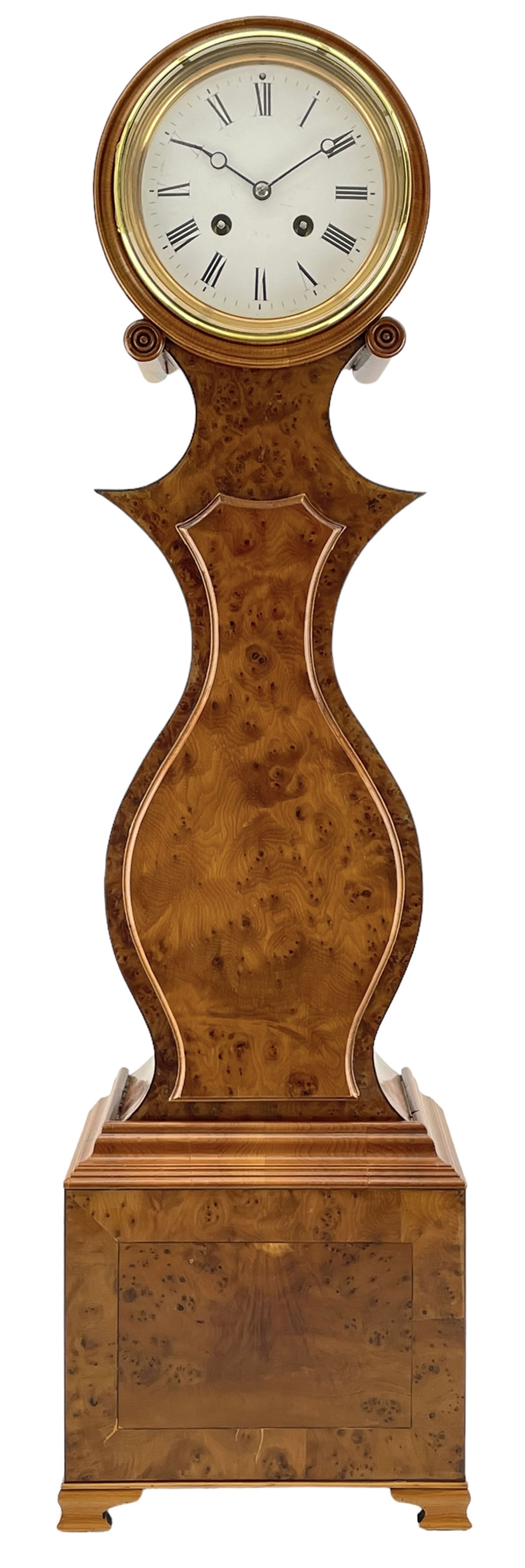 French - late 19th century 8-day miniature longcase in a Yew wood case