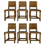 Mouseman - set six oak dining chairs