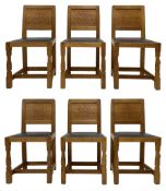 Mouseman - set six oak dining chairs