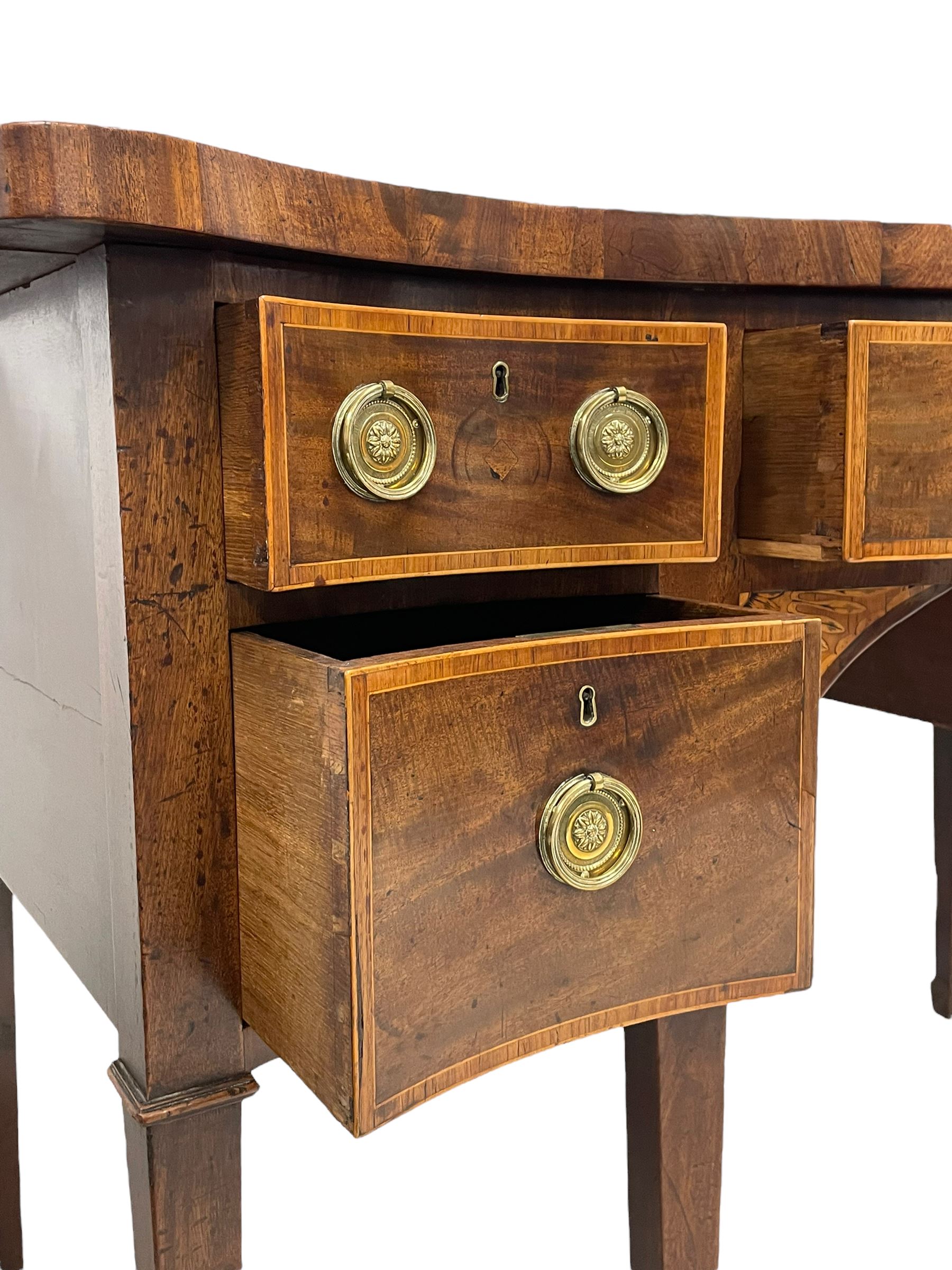 George III inlaid mahogany serpentine sideboard - Image 6 of 7