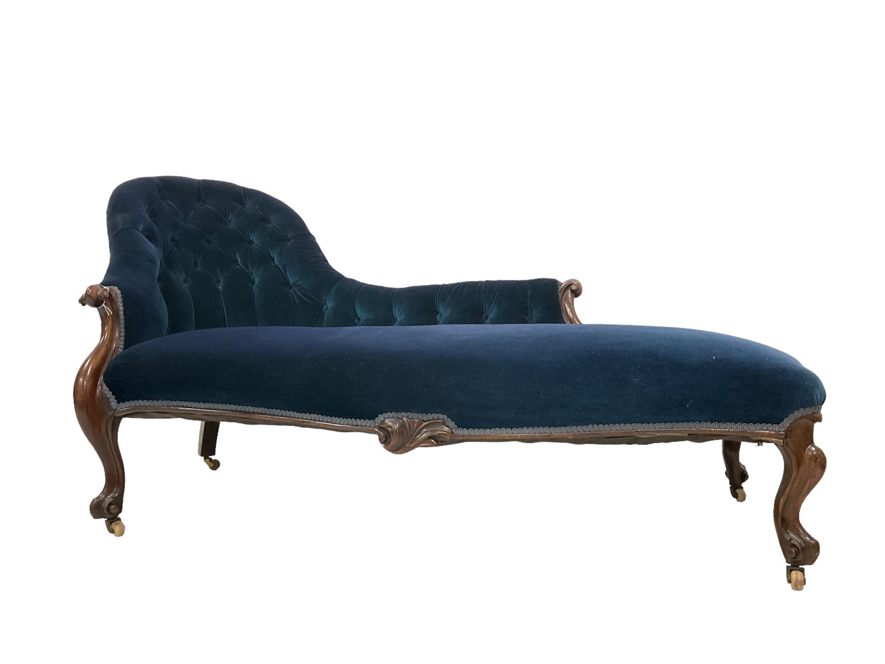 Late 19th century rosewood framed chaise longue - Image 4 of 5