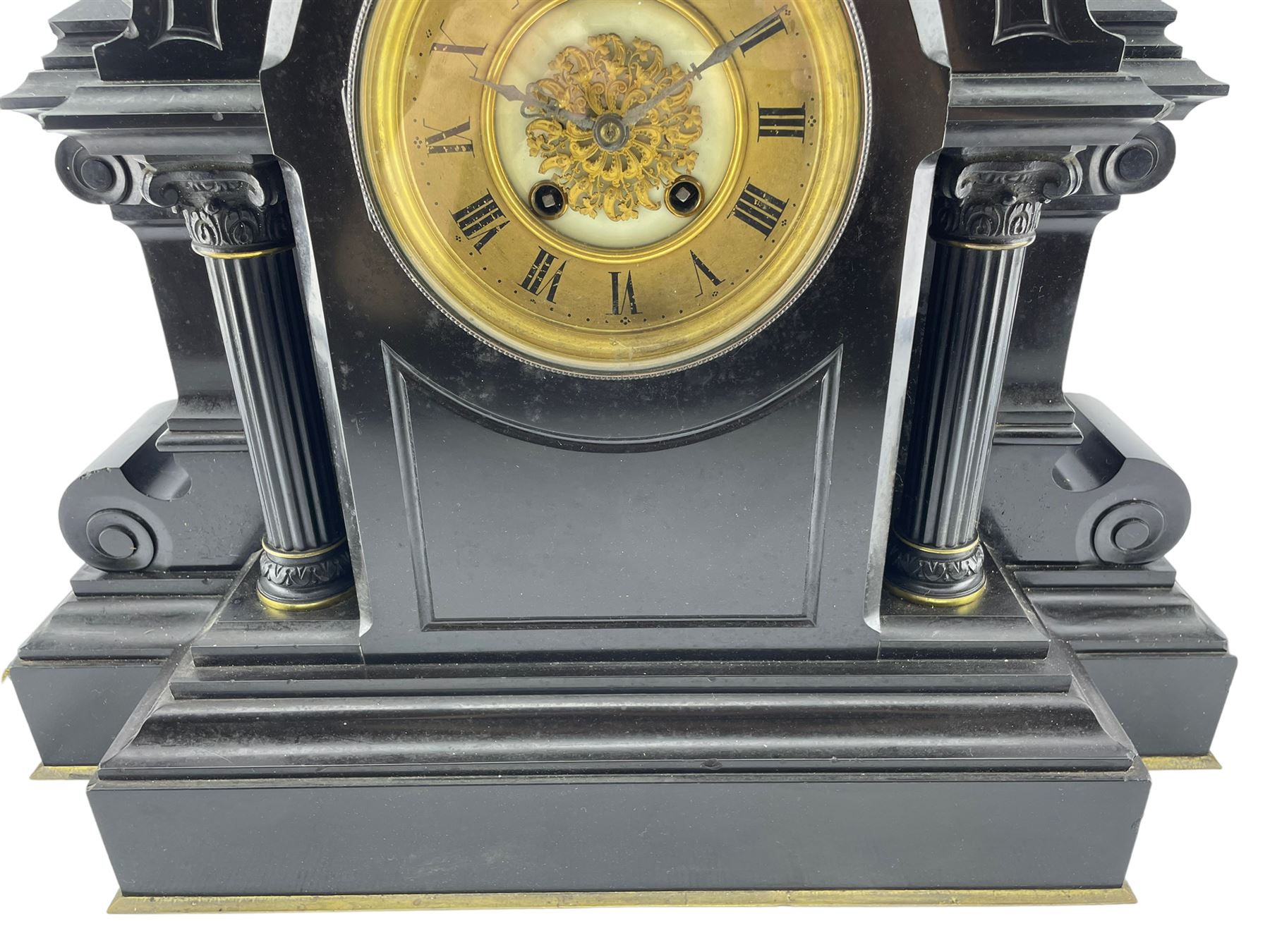 French - Belgium slate mantle clock and garniture c1880 - Image 10 of 13