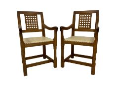 Rabbitman - pair of Yorkshire oak armchairs