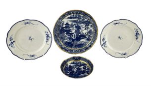 Pair of Caughley plates painted with the Chantilly Sprigs pattern c.1785