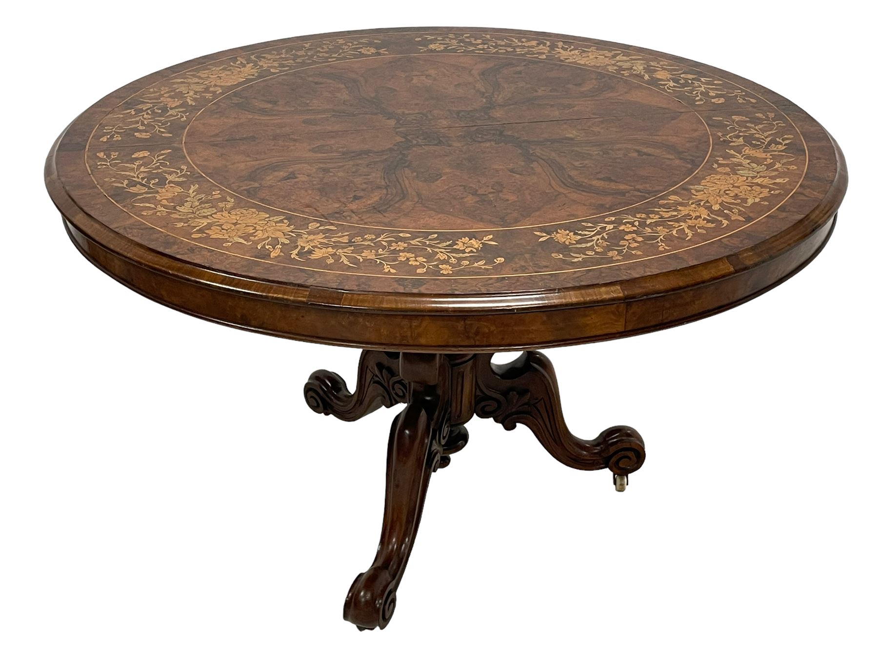 Victorian inlaid walnut breakfast table - Image 4 of 12