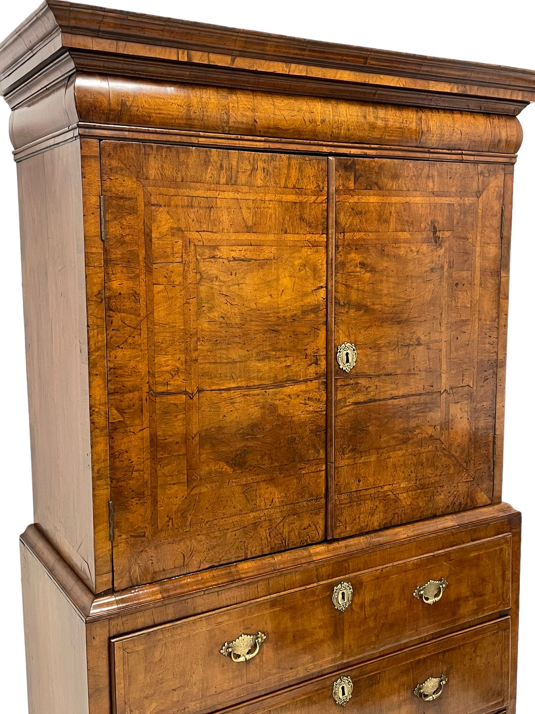 George I walnut cabinet on chest - Image 2 of 13