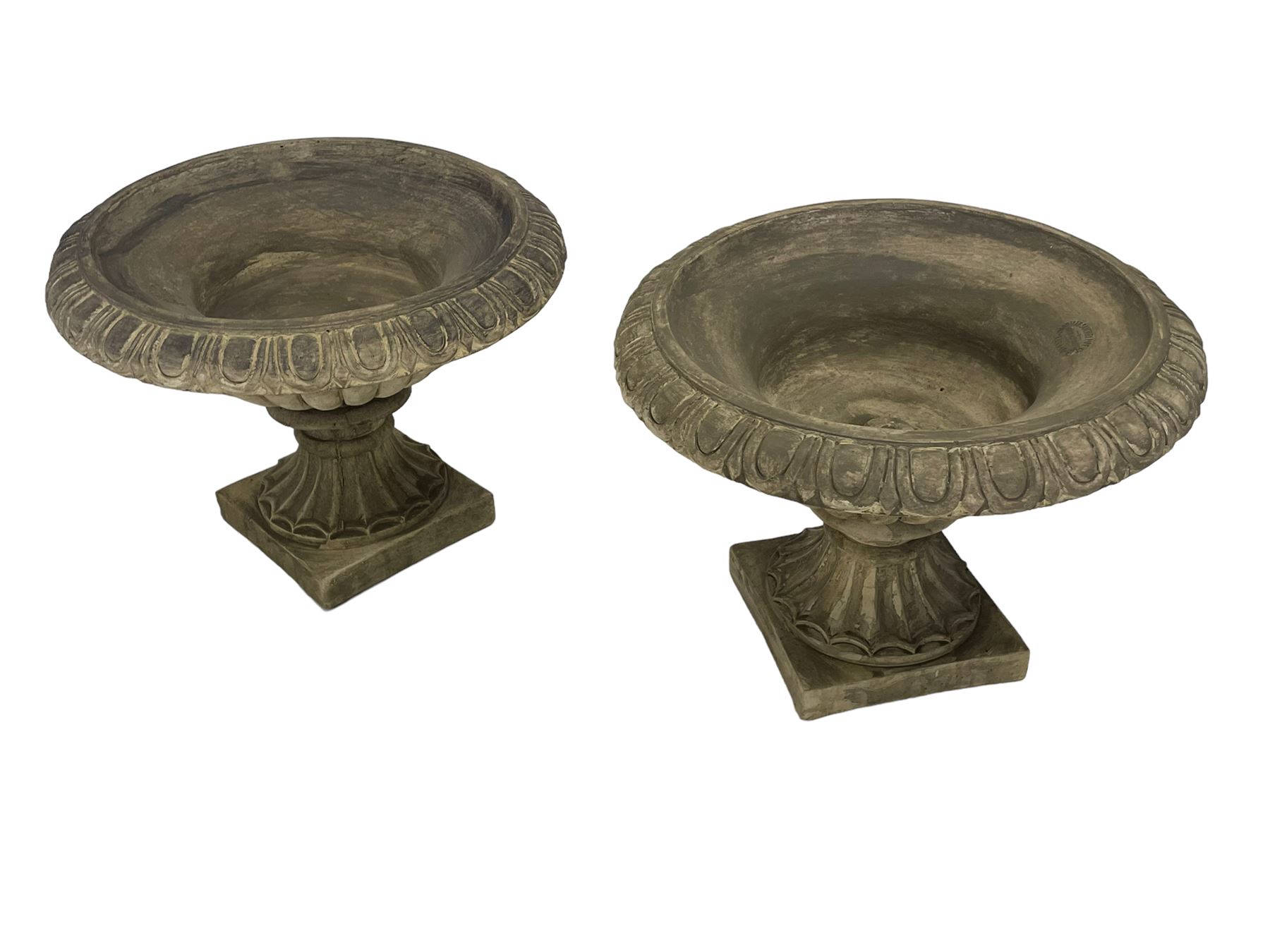Pair of composite stone classical urn planters - Image 3 of 5
