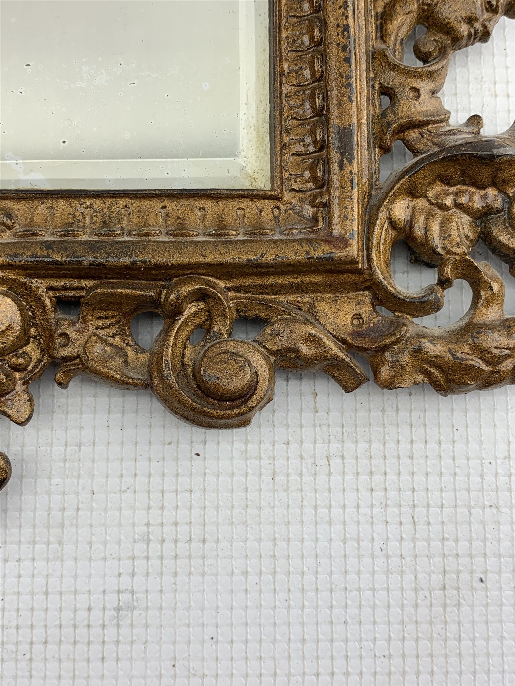 Pair of Victorian patinated cast iron wall mirrors - Image 7 of 7
